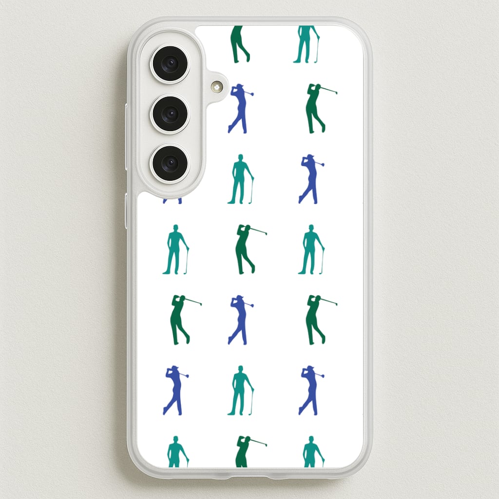 Golfer Silhouettes Pattern Phone Case for Galaxy S25FE