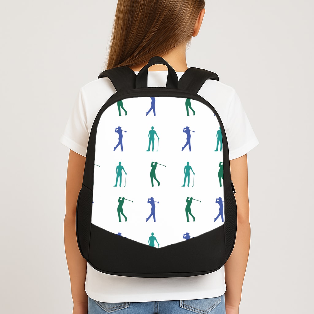 Golfer Silhouettes Pattern School Bag