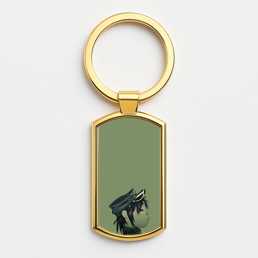 Green 2d Gold Keyring