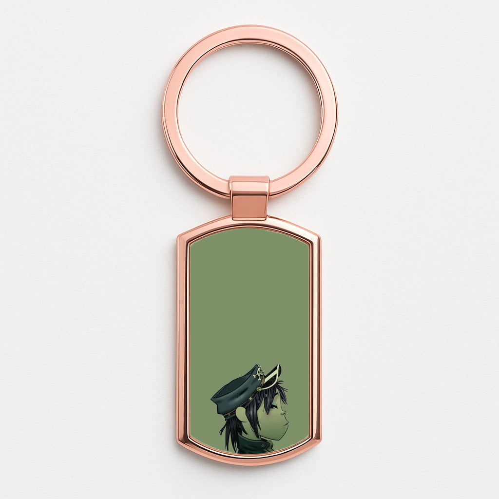 Green 2d Rose Gold Keyring
