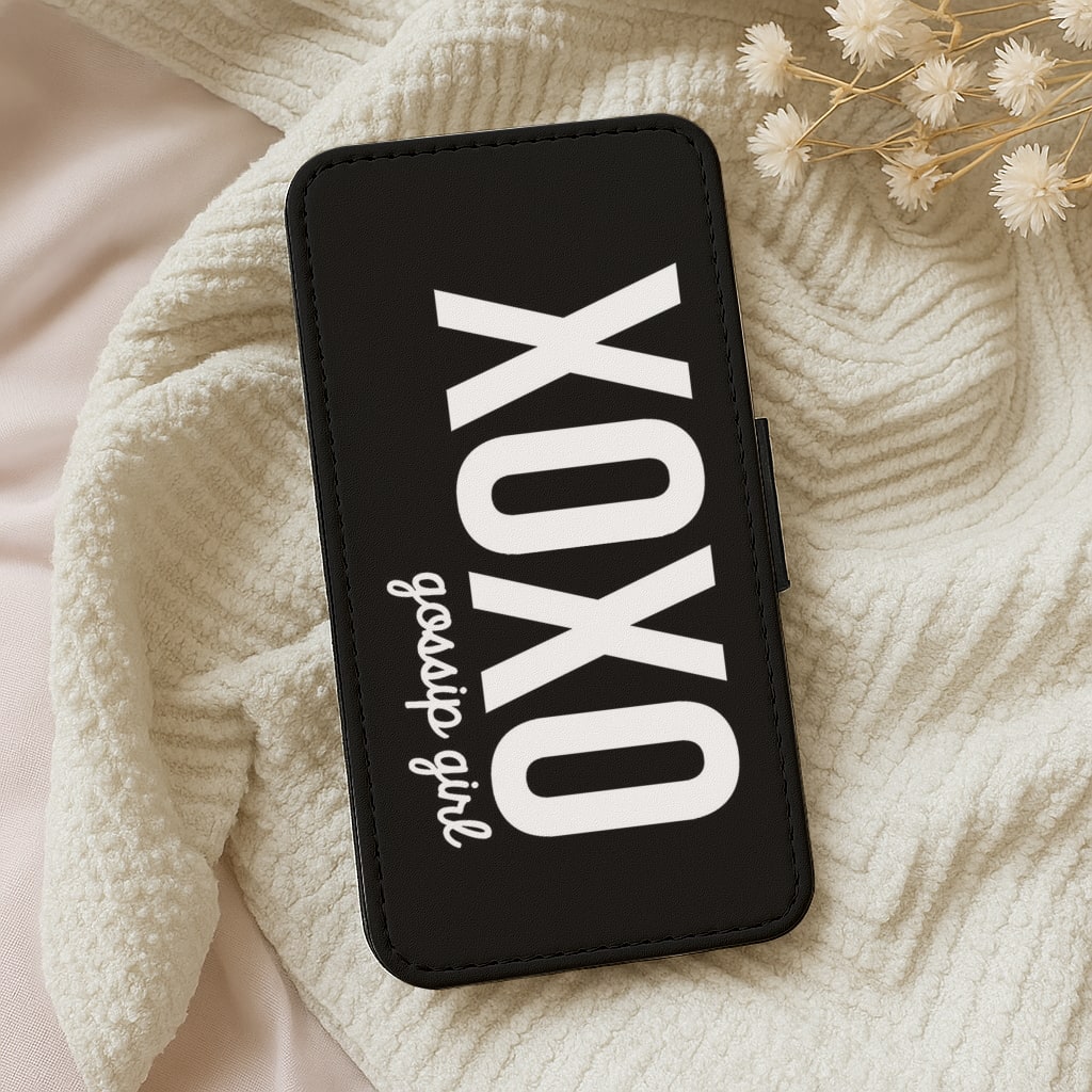 Black XOXO - Gossip Girl Flip Wallet Phone Case