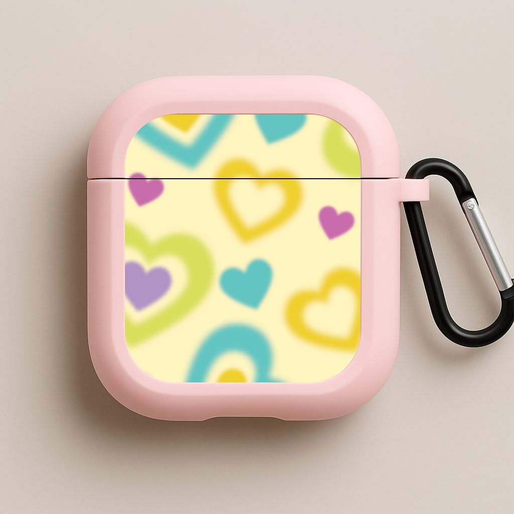 Multicoloured Hearts Gradient Pattern Pink AirPods Case