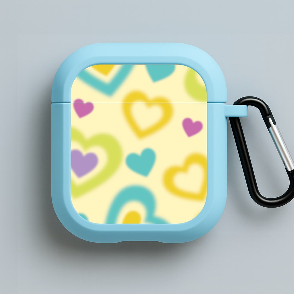 Multicoloured Hearts Gradient Pattern Blue AirPods Case