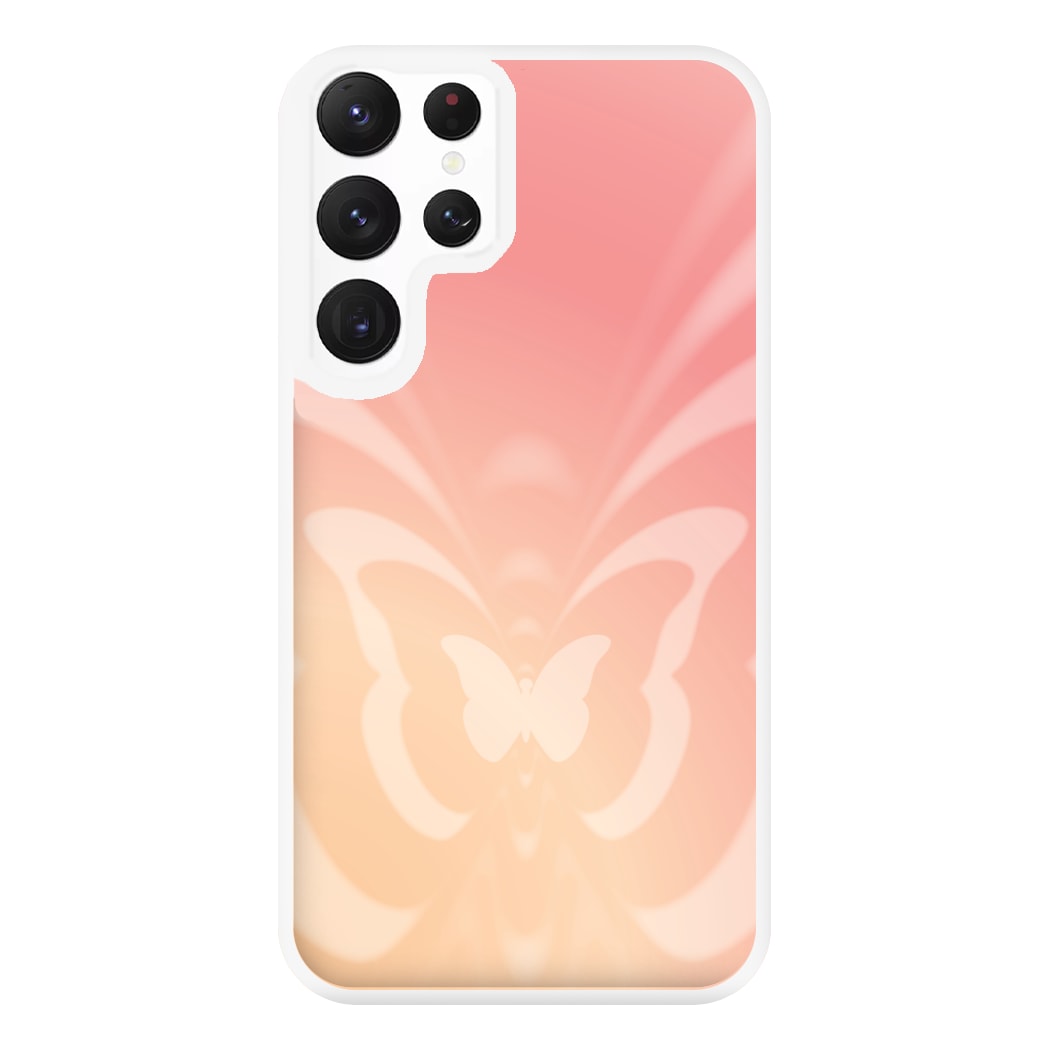 Butterfly Gradient Pink Phone Case for Galaxy S22 Ultra