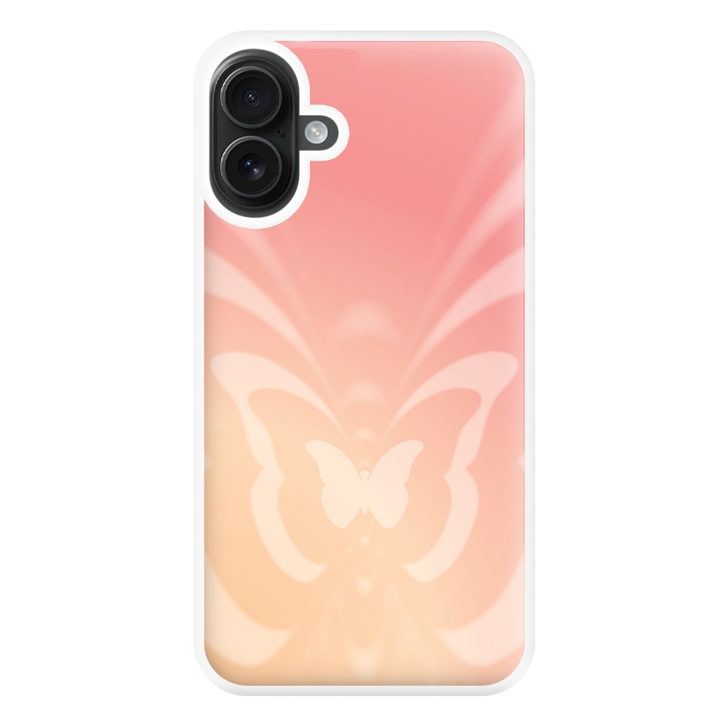 Butterfly Gradient Pink Phone Case for iPhone 16 Plus