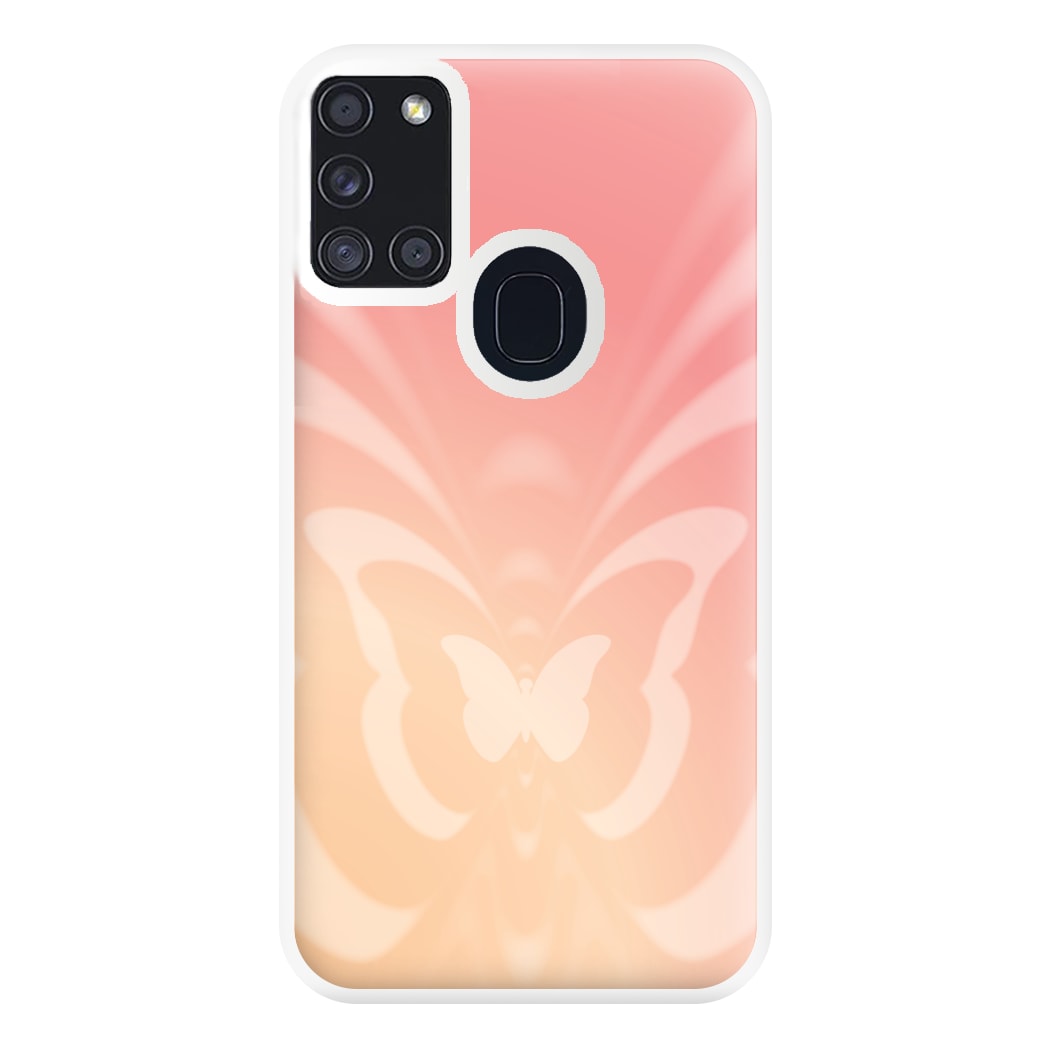 Butterfly Gradient Pink Phone Case for Galaxy A21s