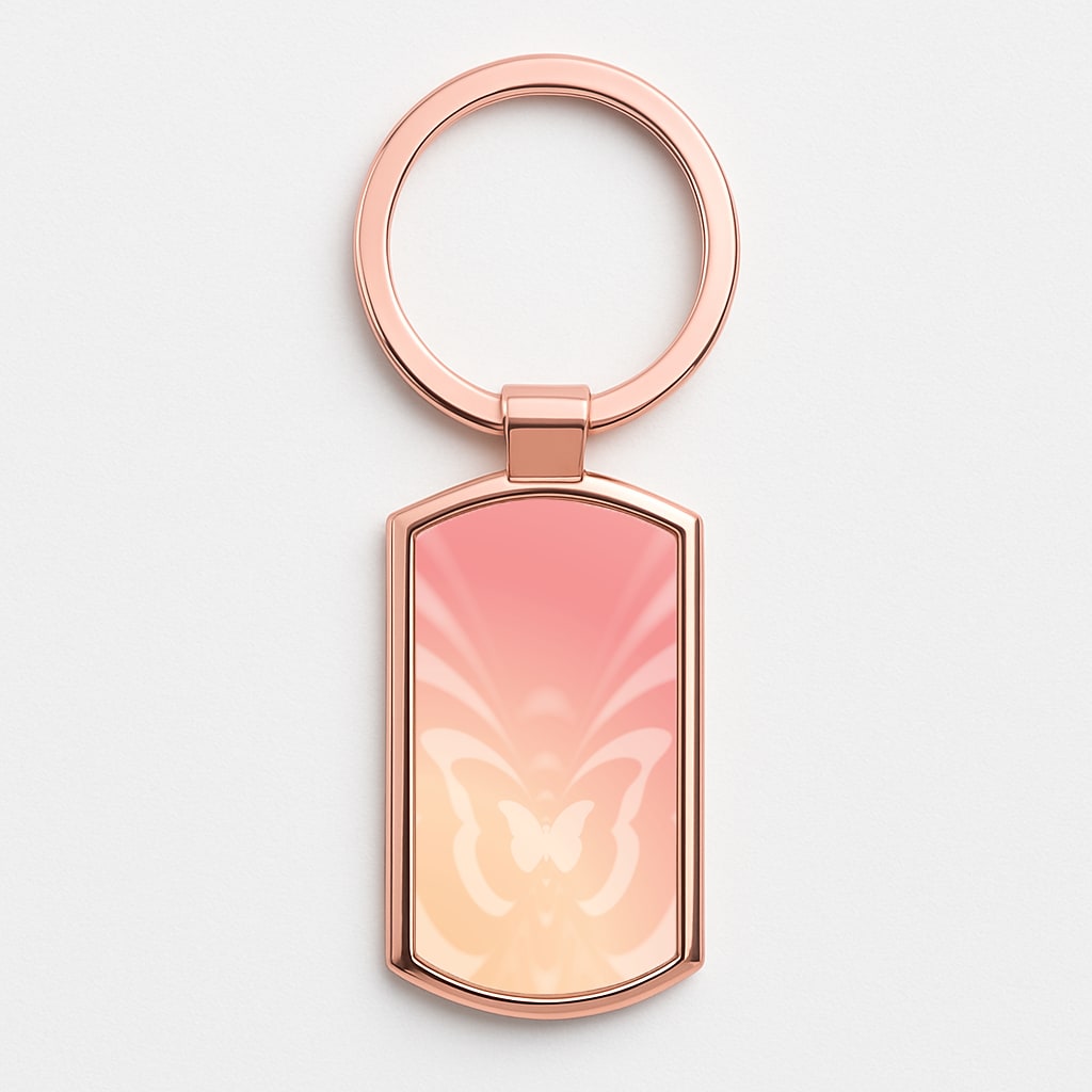Butterfly Gradient Pink Rose Gold Keyring