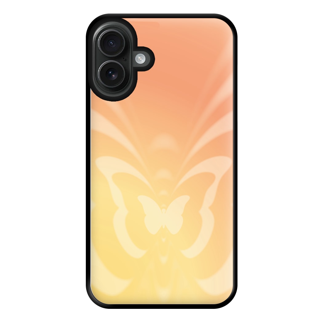 Butterfly Gradient Yellow Phone Case for iPhone 16 Plus