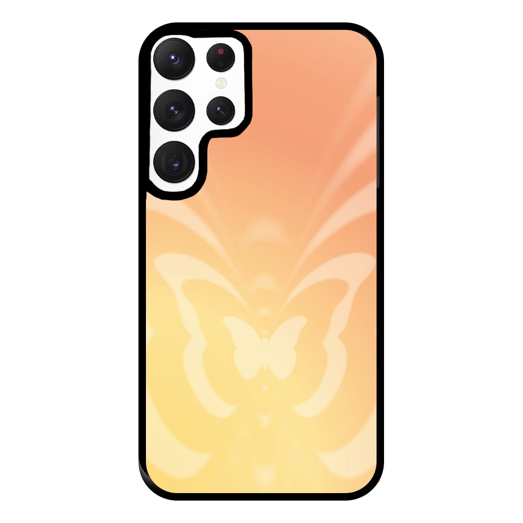 Butterfly Gradient Yellow Phone Case for Galaxy S22 Ultra