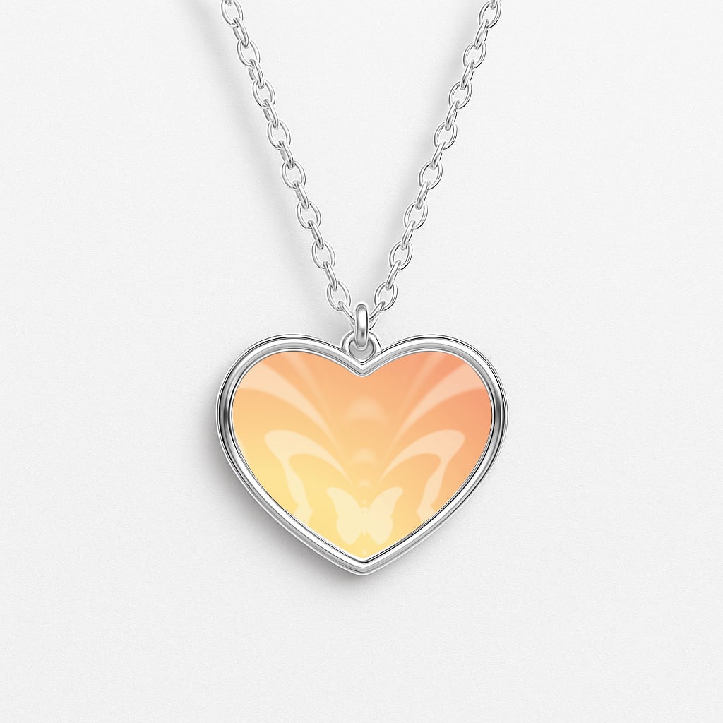 Butterfly Gradient Yellow Heart Necklace