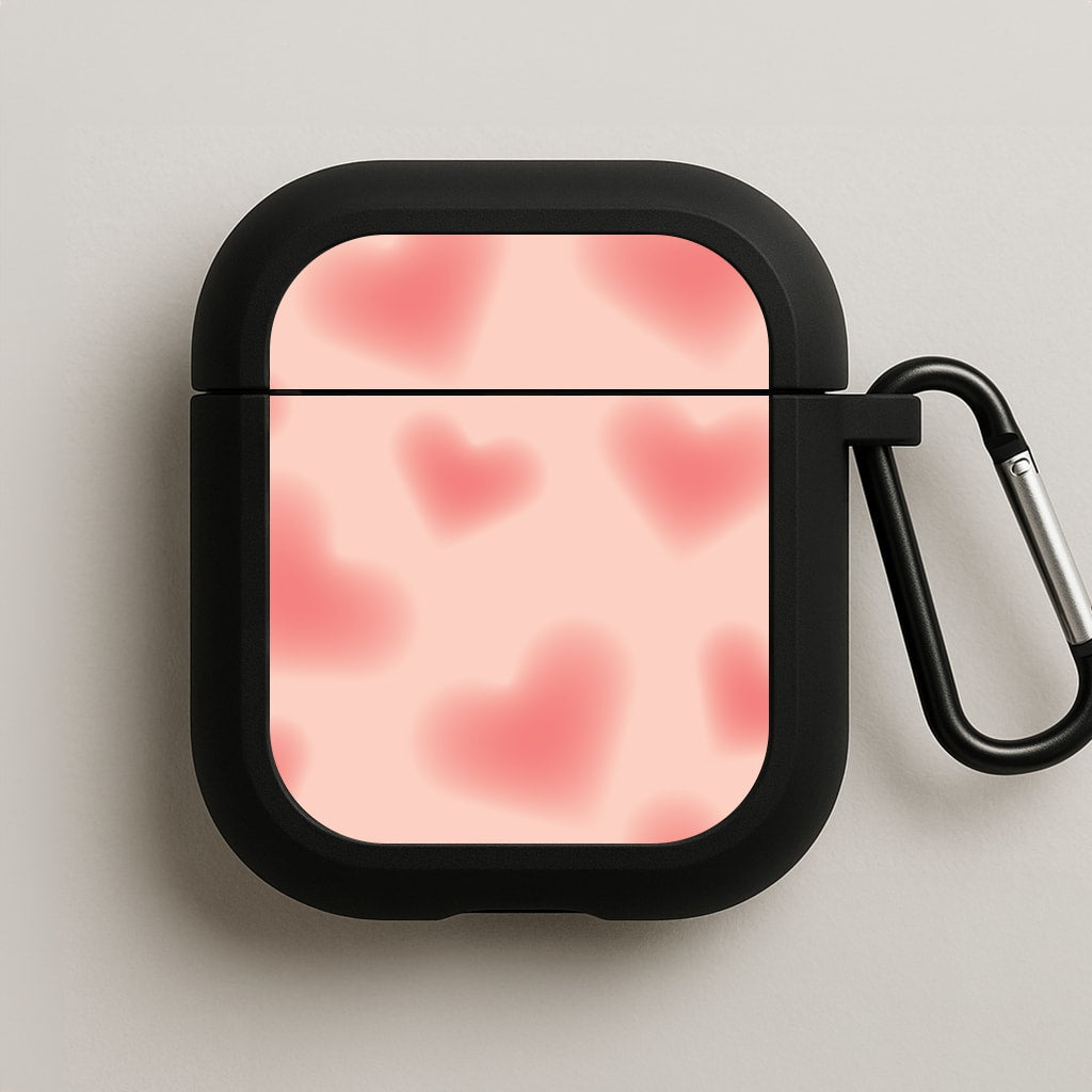 Gradient Red Hearts Pattern AirPods Case