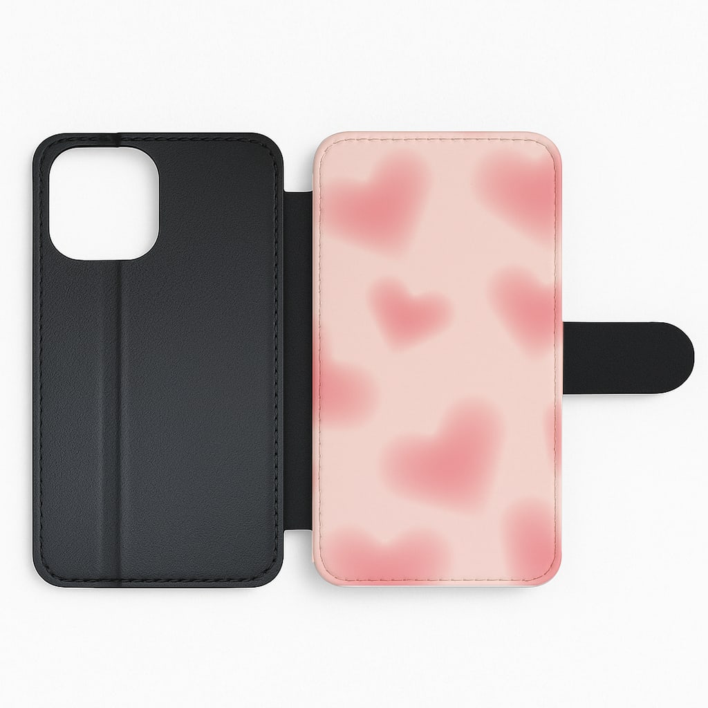 Gradient Red Hearts Pattern Flip Phone Case