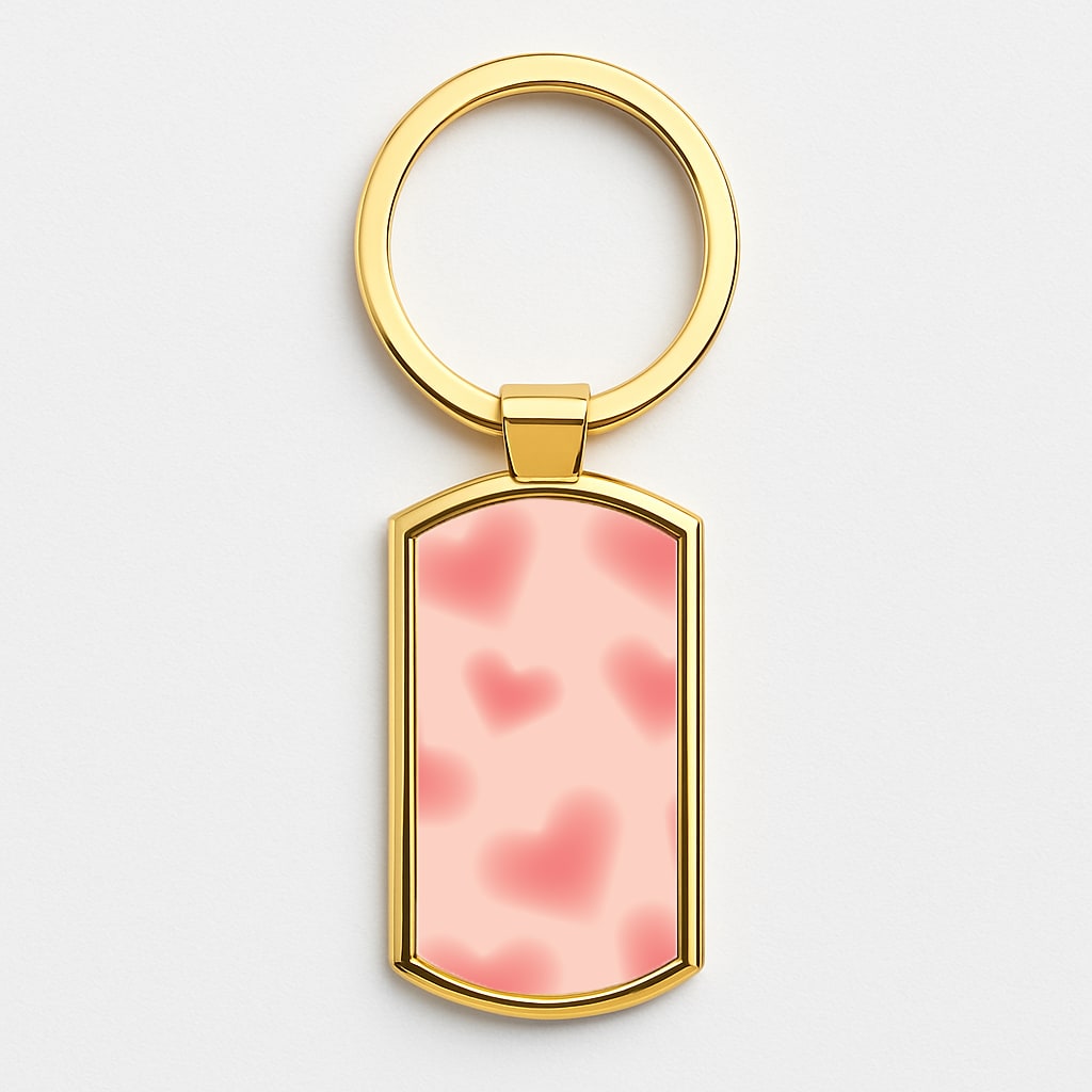 Gradient Red Hearts Pattern Gold Keyring