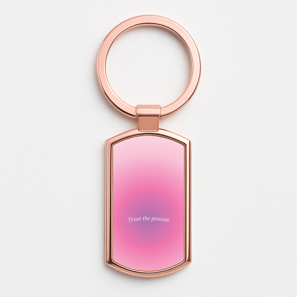 Trust The Process Pink Gradient Rose Gold Keyring