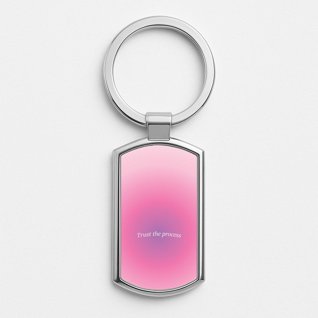 Trust The Process Pink Gradient Silver Keyring