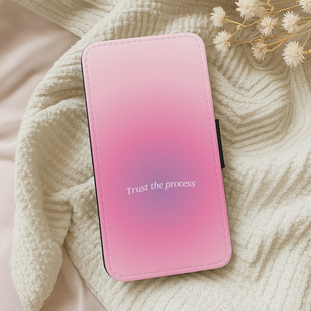 Trust The Process Pink Gradient Wallet Phone Case
