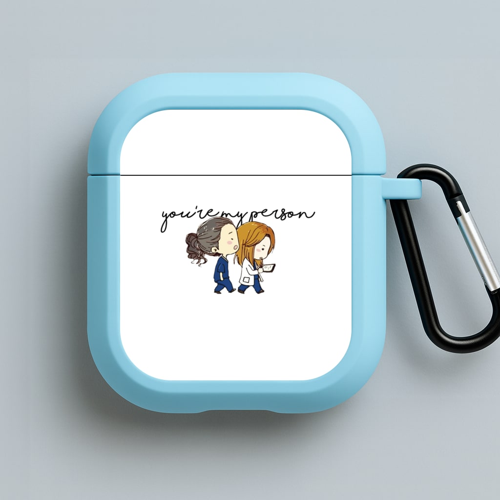 You're My Person Cartoon - Grey's Blue AirPods Case