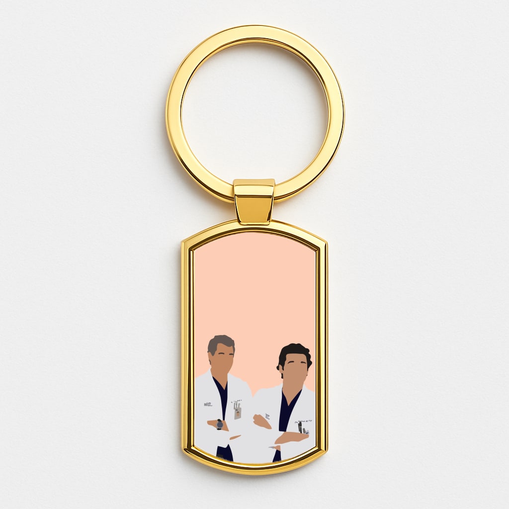 Two Doctors Arm Crossed - Grey's Gold Keyring