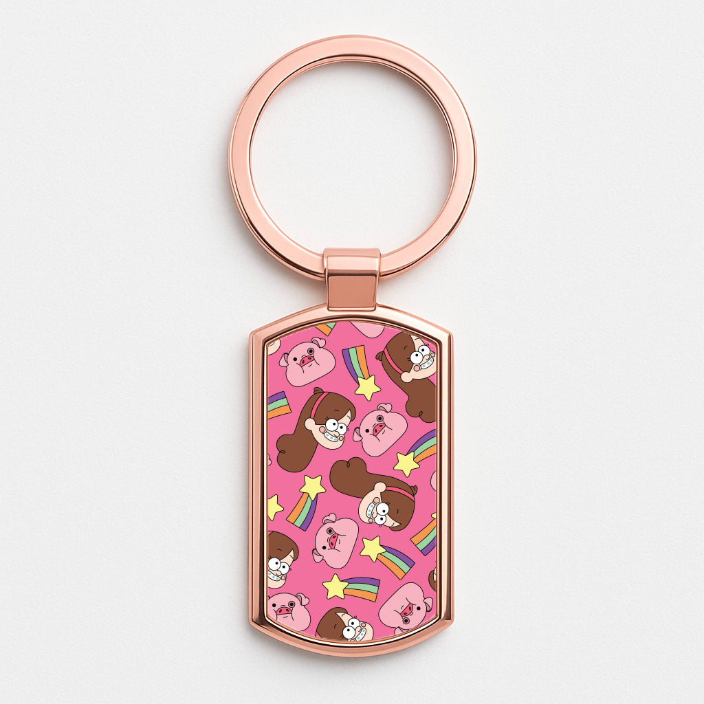 Mabel And Stars Pattern Rose Gold Keyring