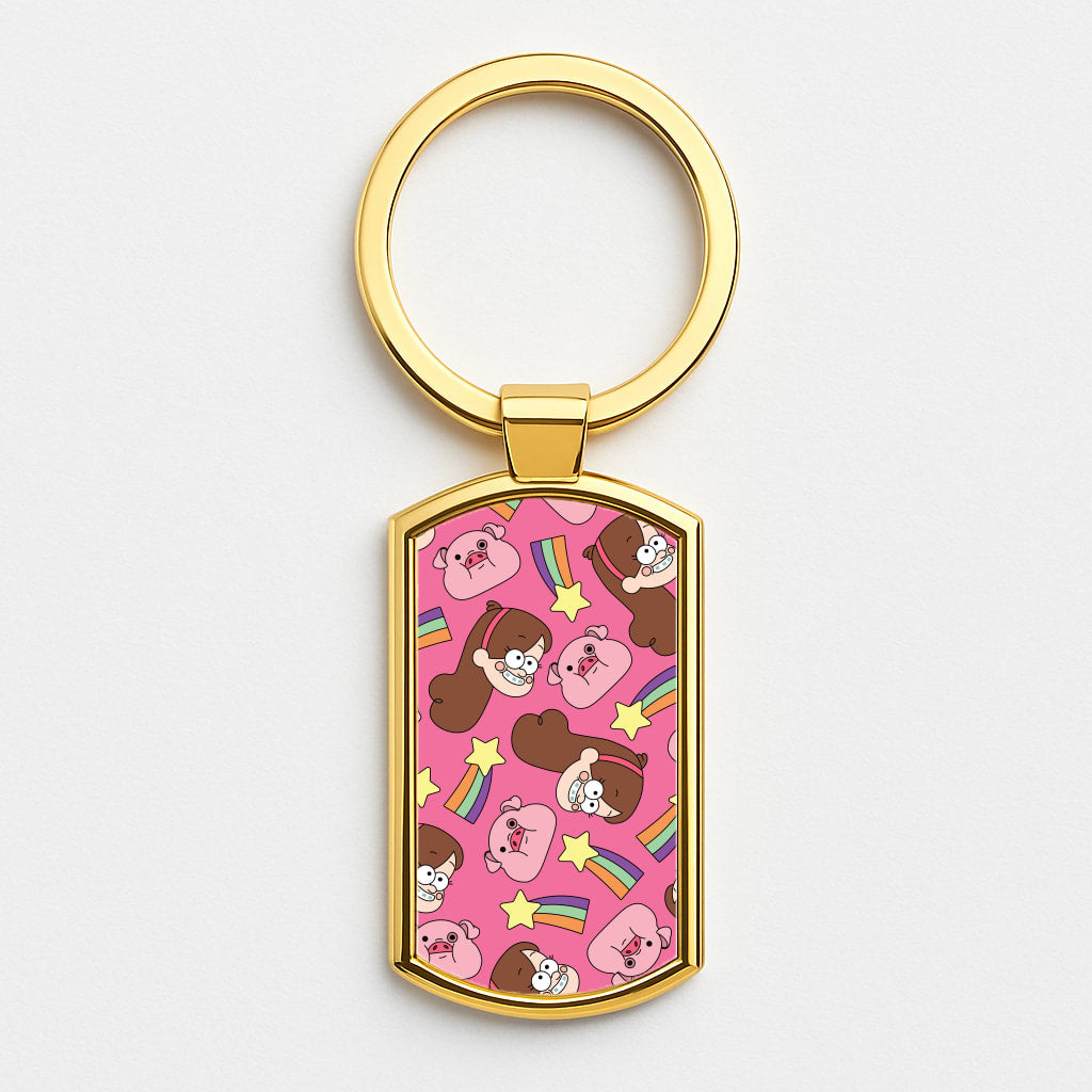 Mabel And Stars Pattern Gold Keyring
