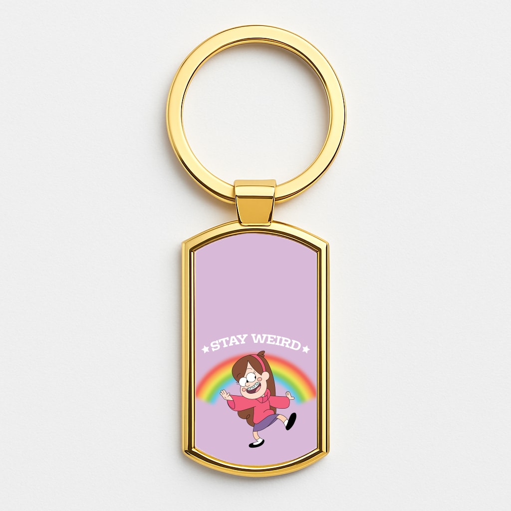 Stay Weird Gold Keyring