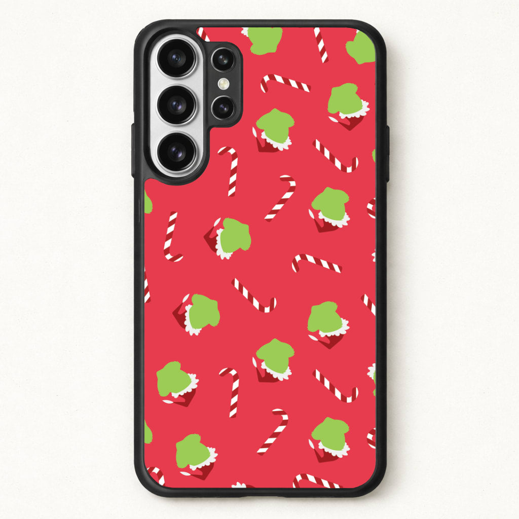 Green Creature And Candy Canes Pattern Phone Case for Galaxy S26 Ultra