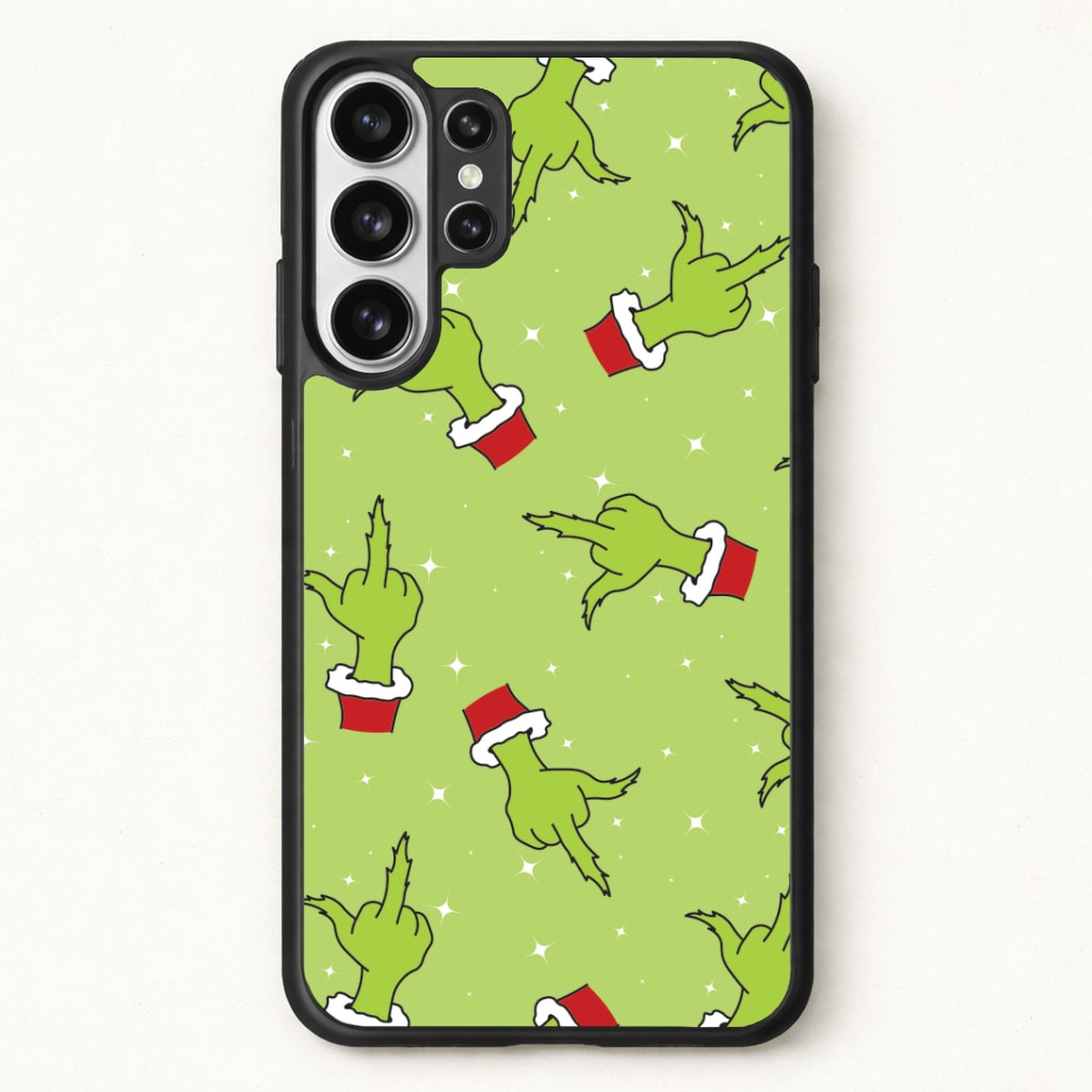 Green Middle Finger Christmas Pattern Phone Case for Galaxy S26 Ultra