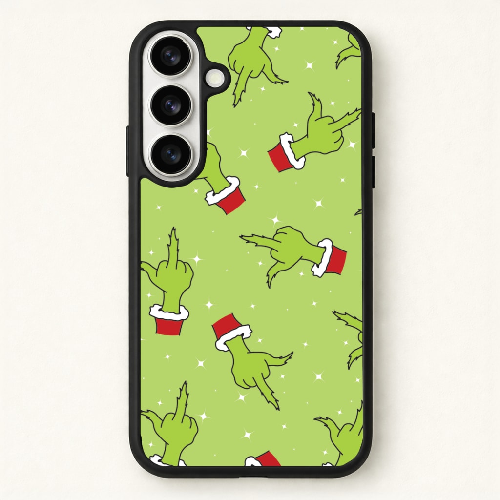 Green Middle Finger Christmas Pattern Phone Case for Galaxy S26 Plus