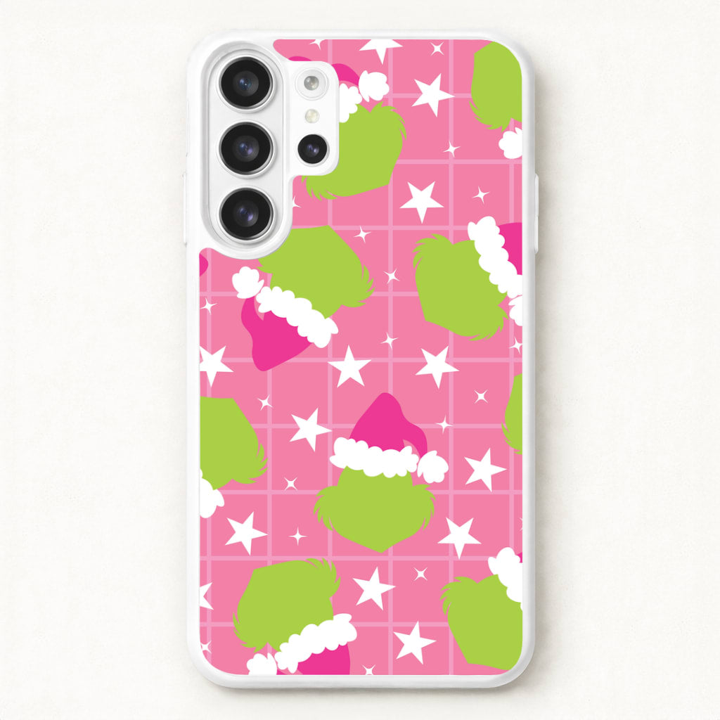 Pink Green Creature Xmas Pattern Phone Case for Galaxy S26 Ultra