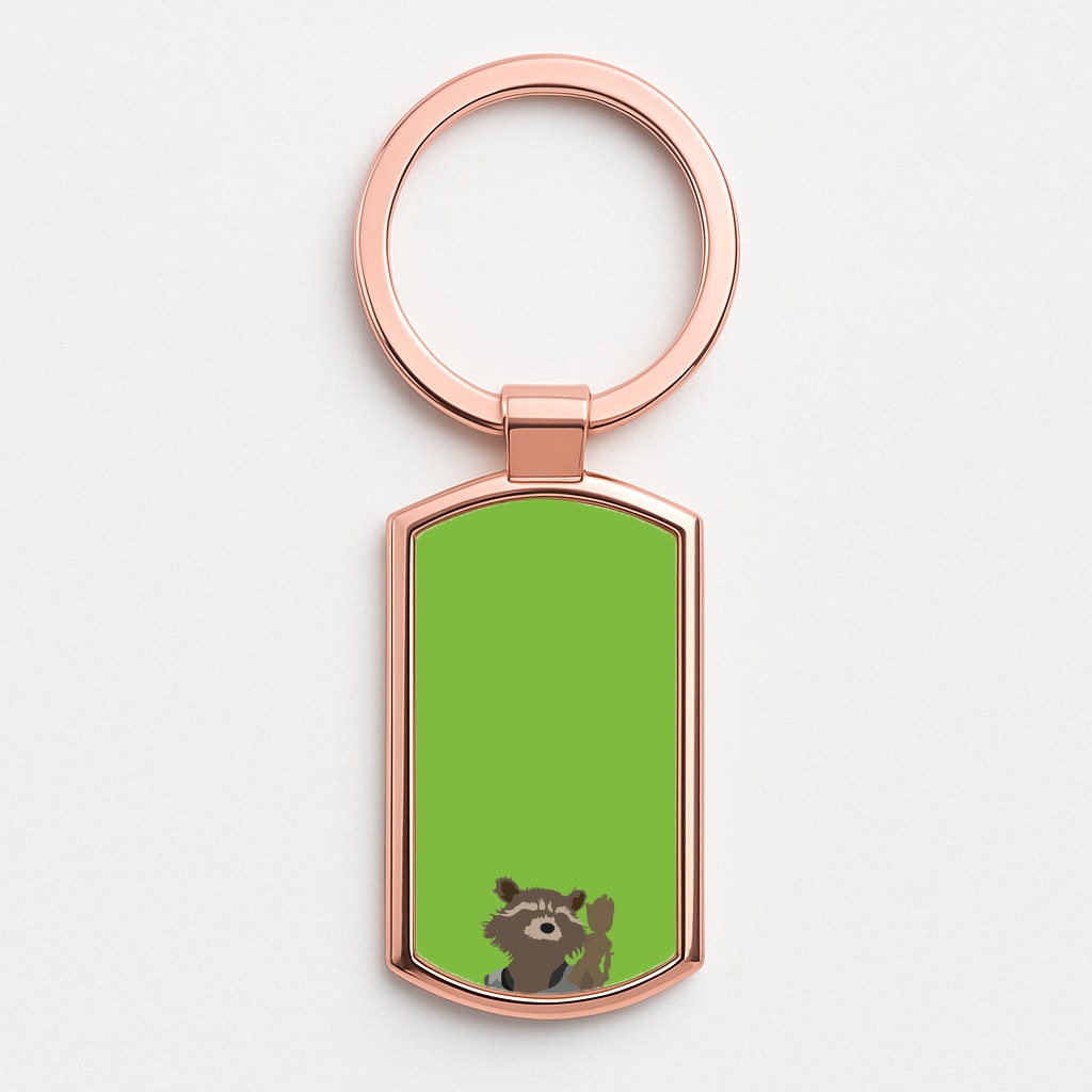 Rocket Raccoon And Groot - GOTG Rose Gold Keyring
