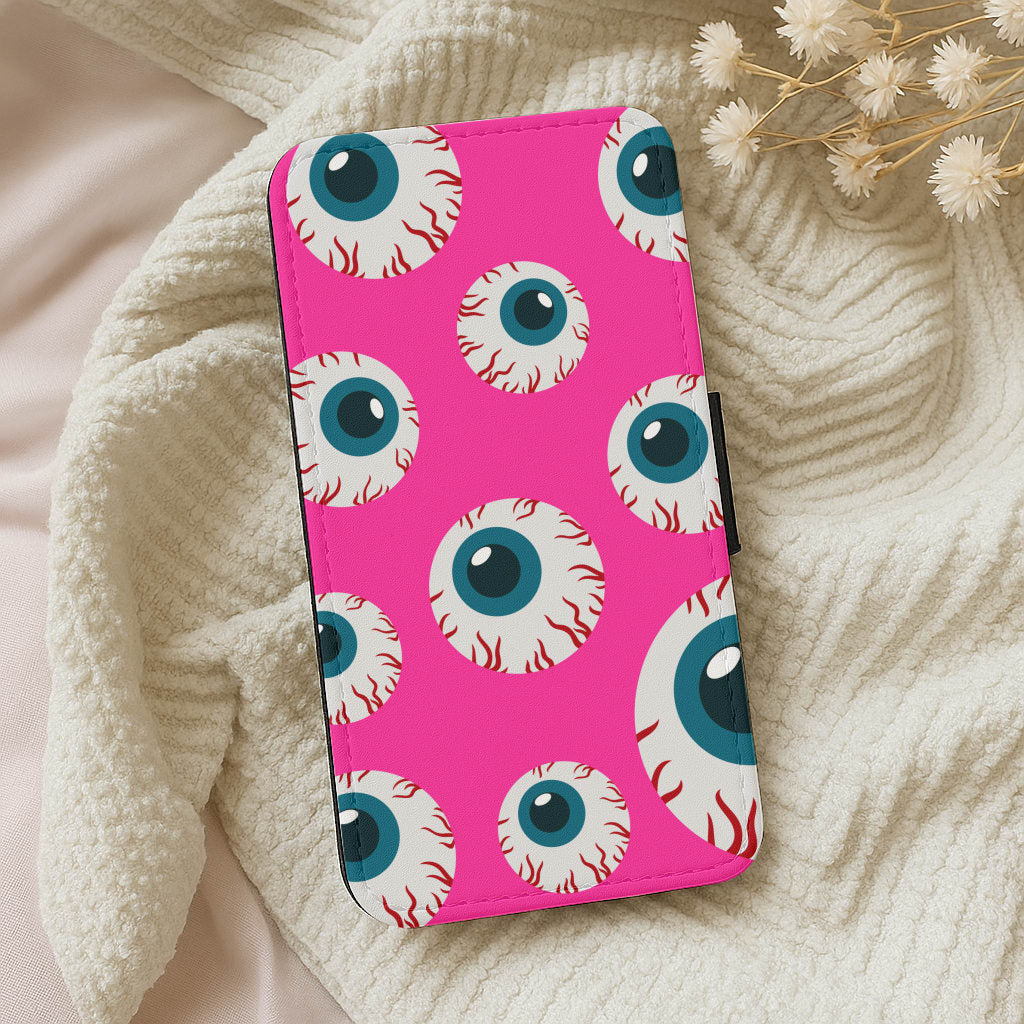 Spooky Eye Pattern Wallet Phone Case