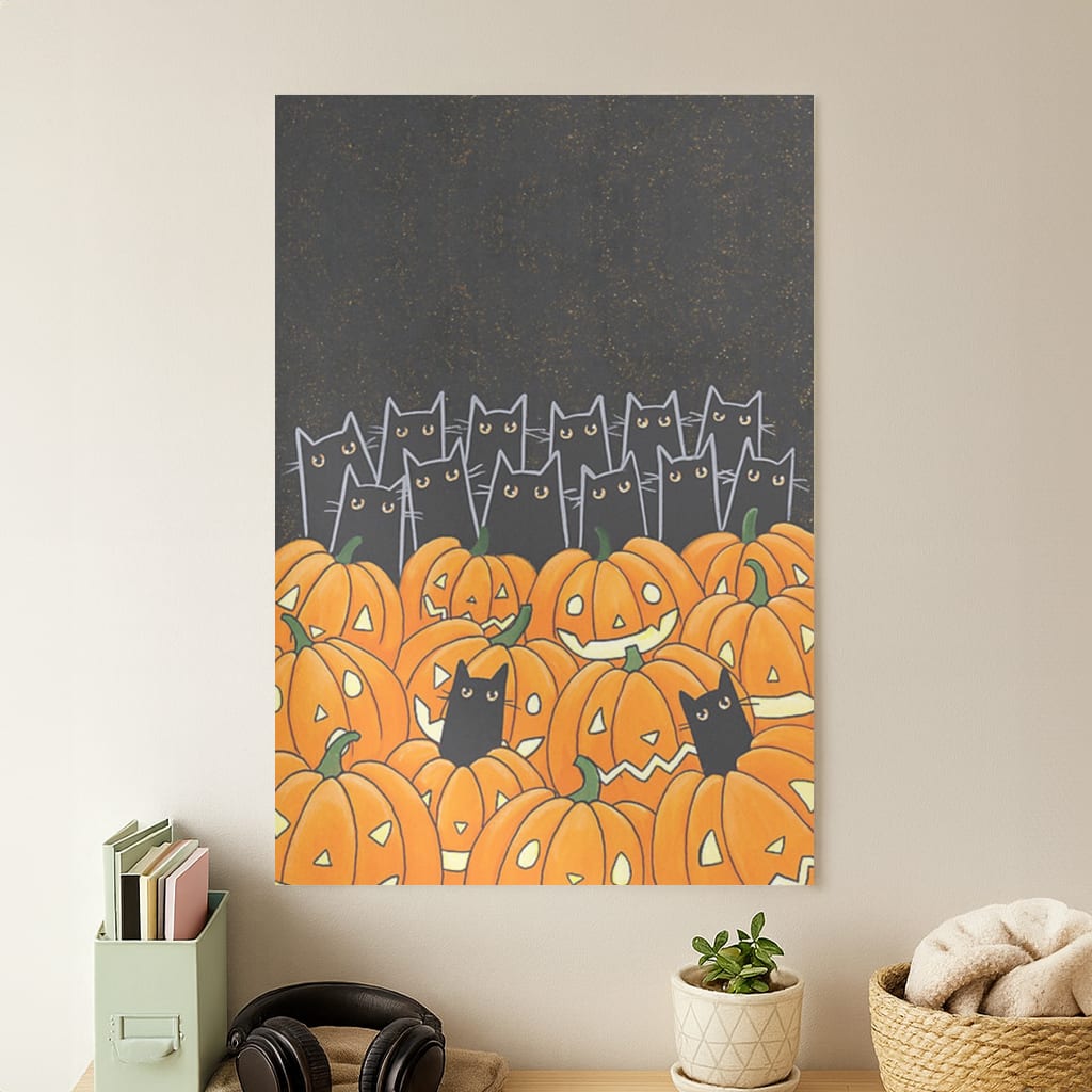 Black Cats & Lanterns - Halloween Poster