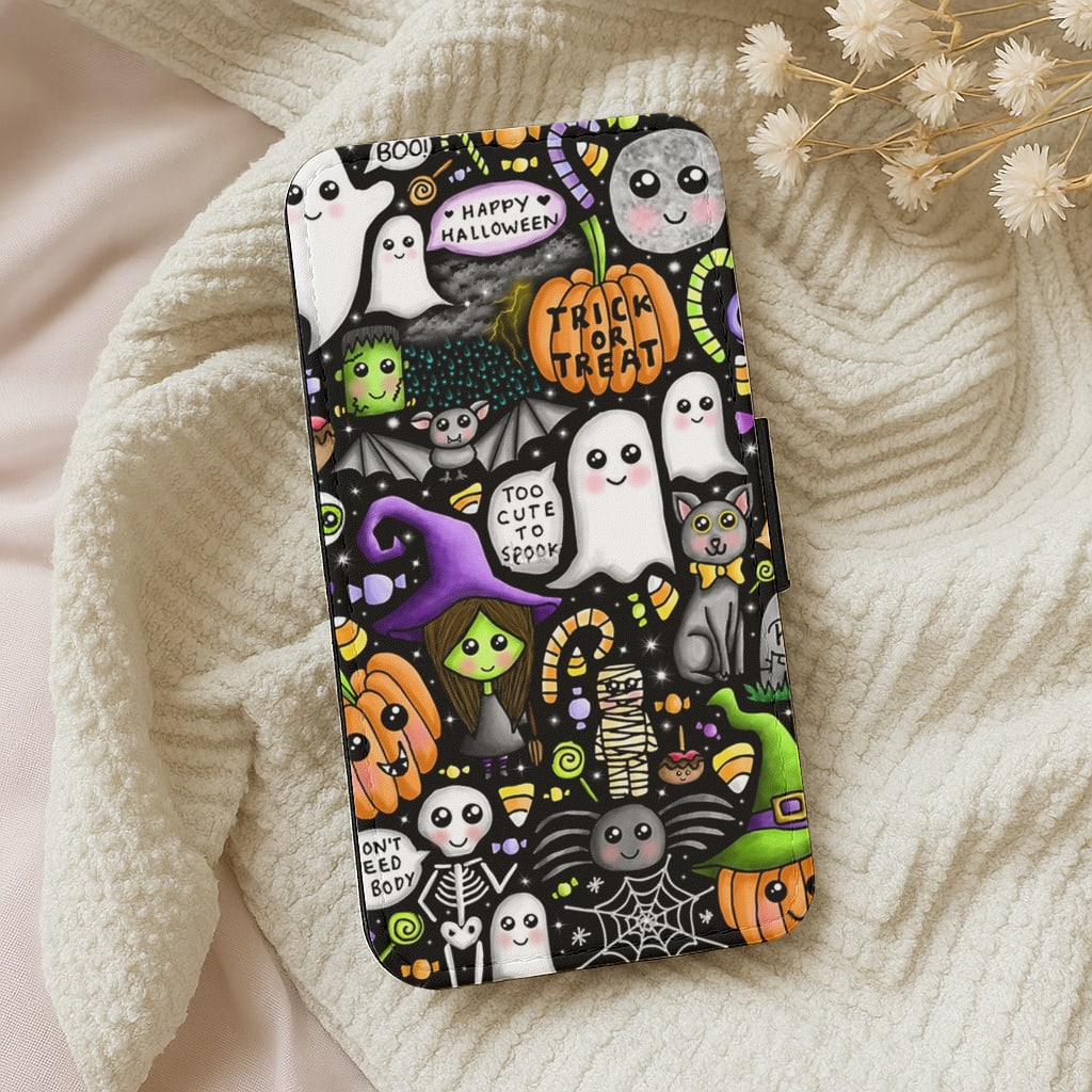 Colourful Halloween Pattern Wallet Phone Case