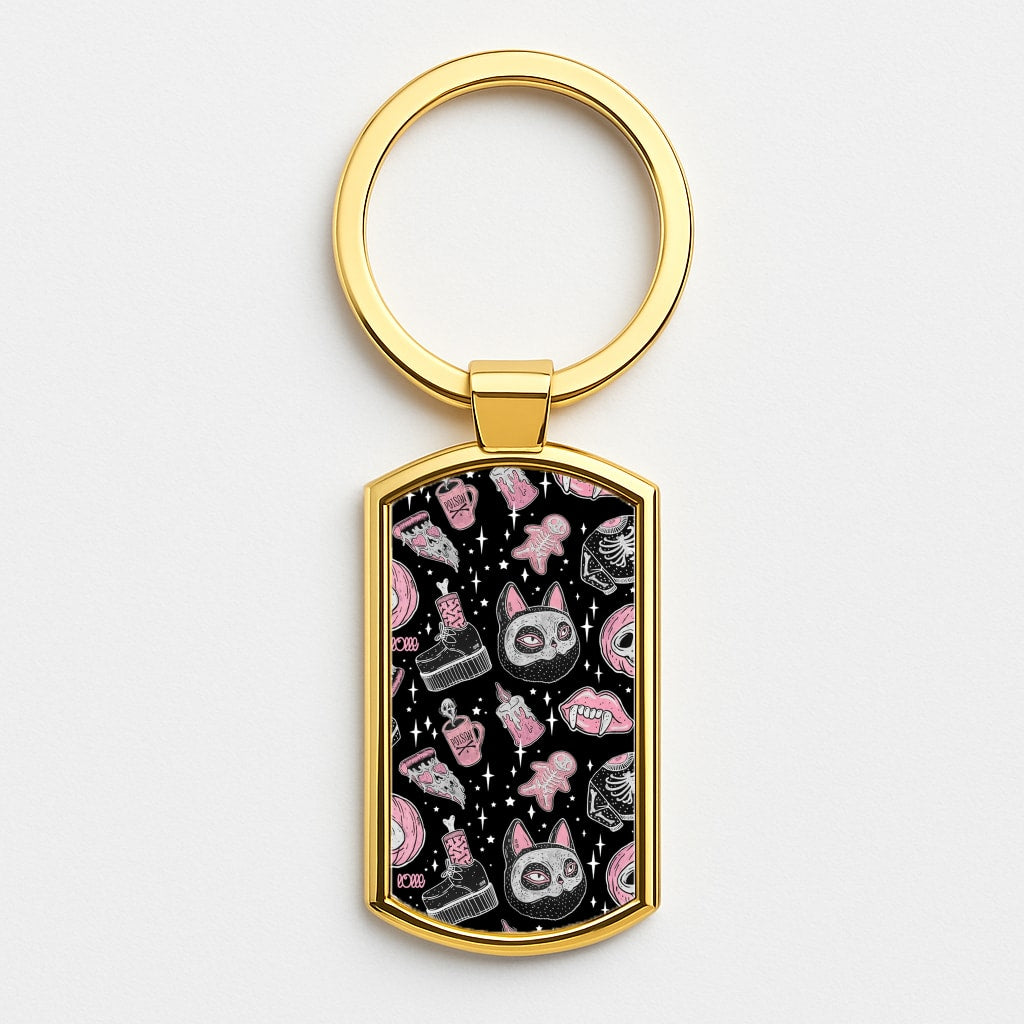Spooks or Creeps Halloween Gold Keyring