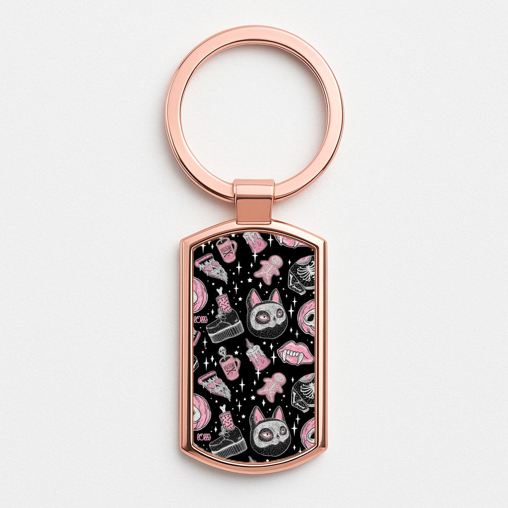 Spooks or Creeps Halloween Rose Gold Keyring