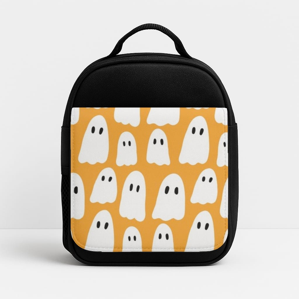Orange Ghost Halloween Pattern Insulated Lunchbox