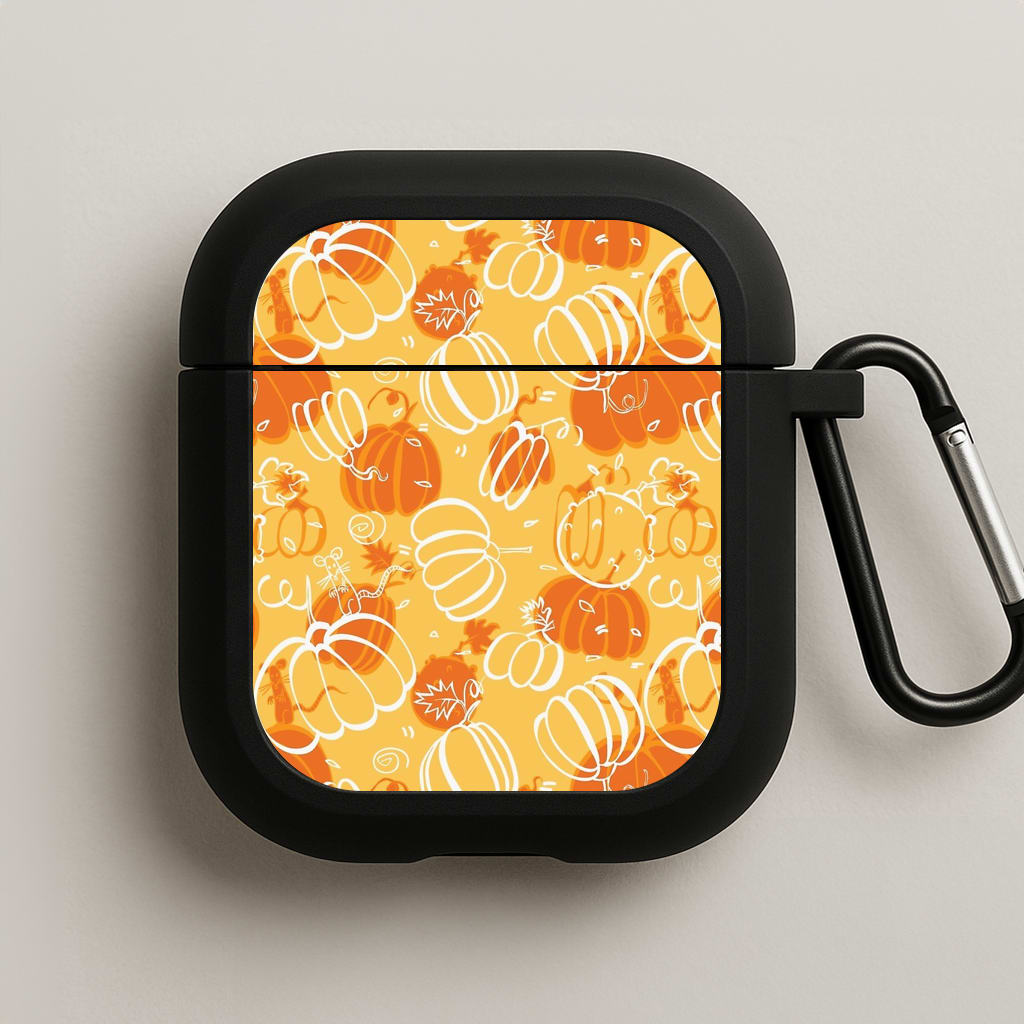 Drawn Pumpkin Pattern AirPods Case