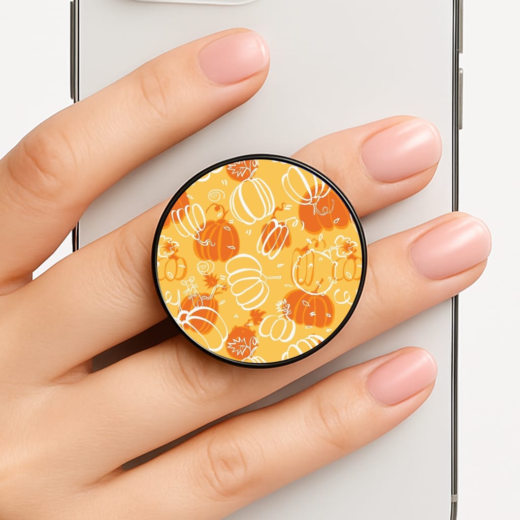 Drawn Pumpkin Pattern Phone Grip