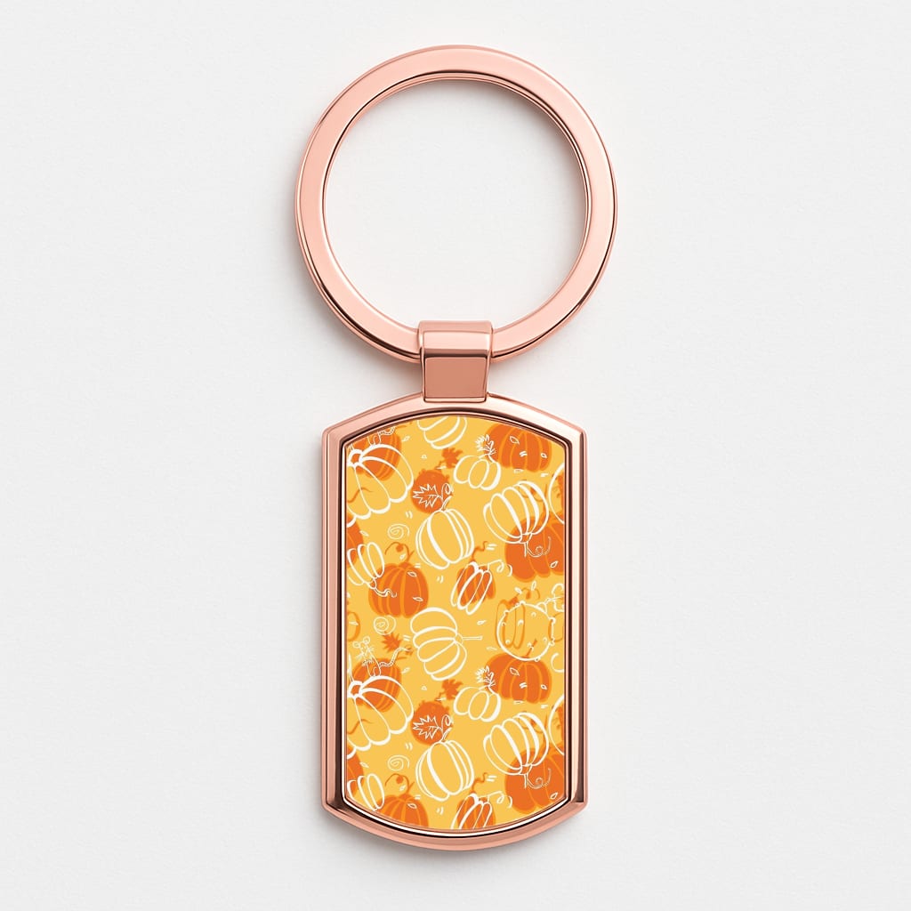 Drawn Pumpkin Pattern Rose Gold Keyring