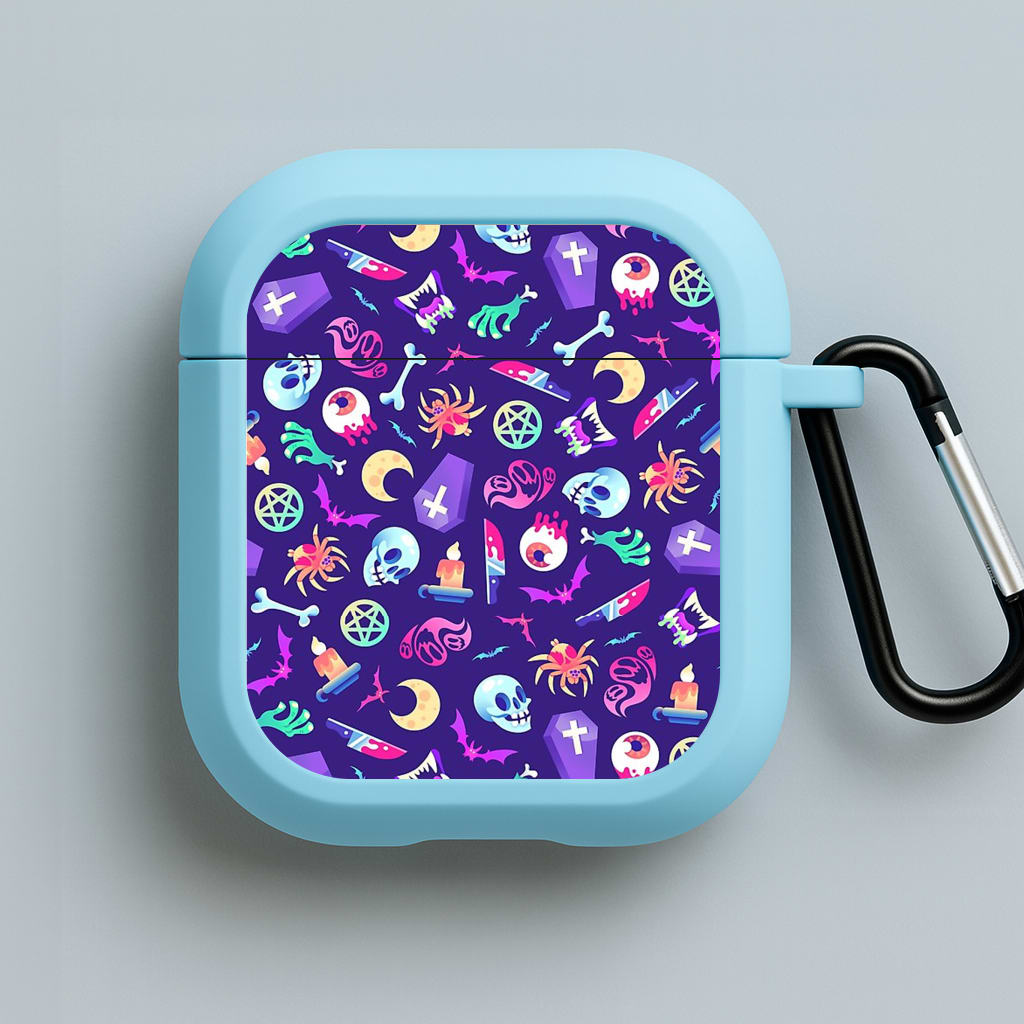 Horroriffic Halloween Pattern Blue AirPods Case