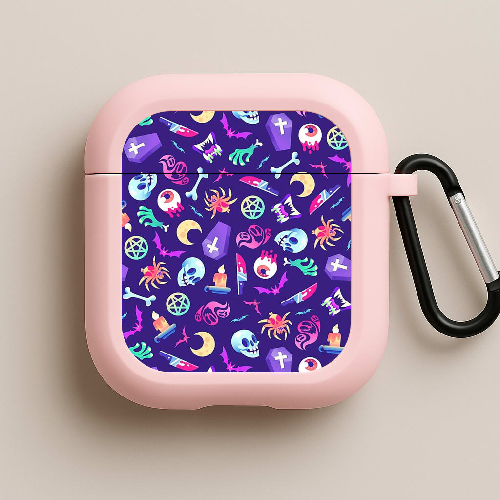 Horroriffic Halloween Pattern Pink AirPods Case