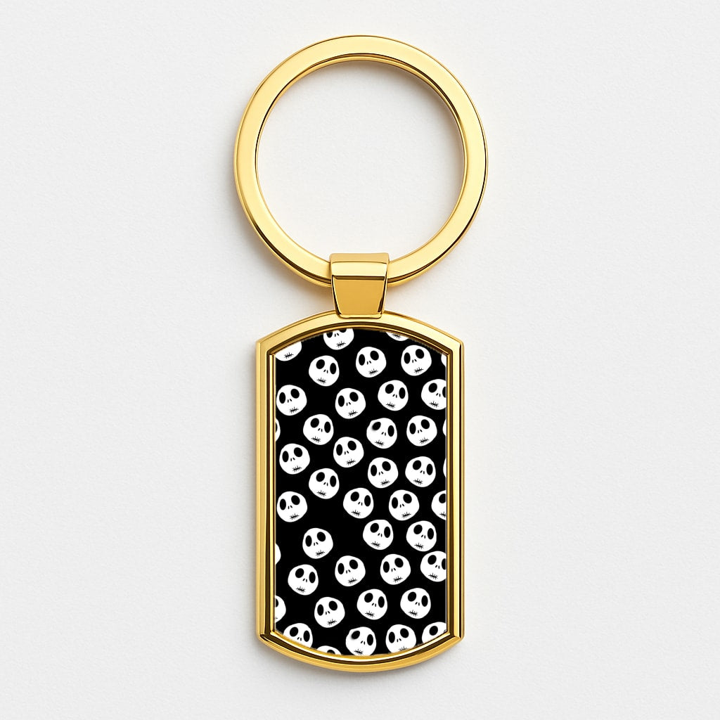 Jack Skellington Pattern - TNBC Gold Keyring