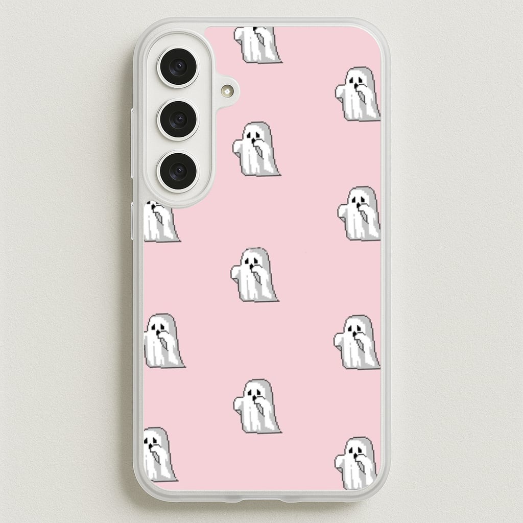 Pastel Pixel Ghost Halloween Phone Case for Galaxy S25FE