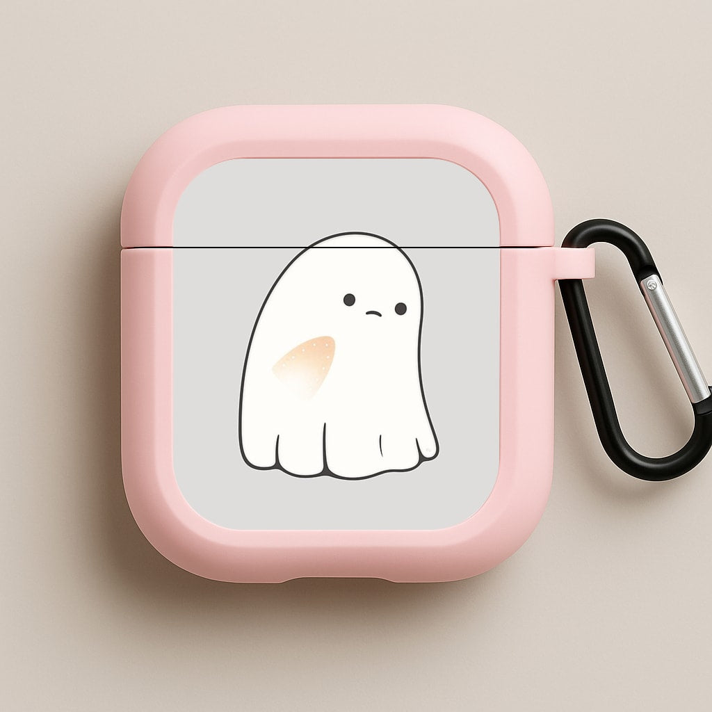 Sad Ghost Halloween Pink AirPods Case