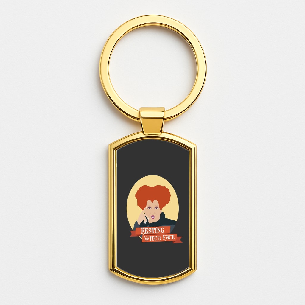 Resting Witch Face - Hocus Halloween Gold Keyring