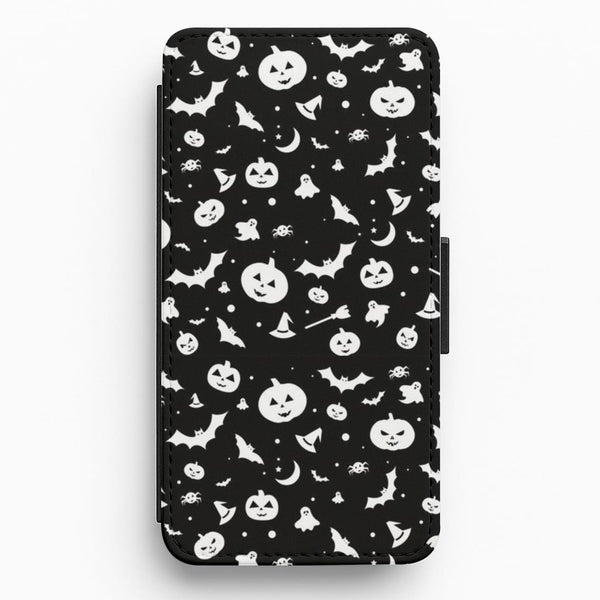 Black and White Halloween Pattern Flip / Wallet Phone Case