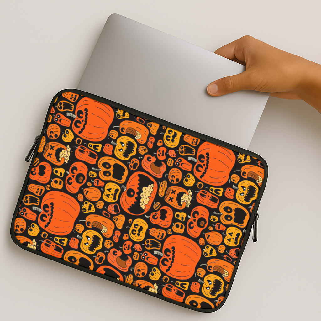 Scary Pumpkin Halloween Pattern MacBook Case