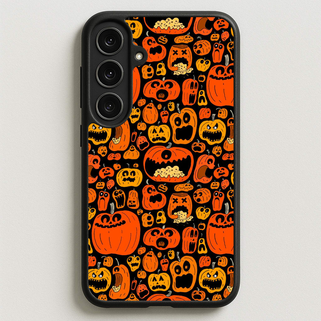 Scary Pumpkin Halloween Pattern Phone Case for Galaxy S25FE