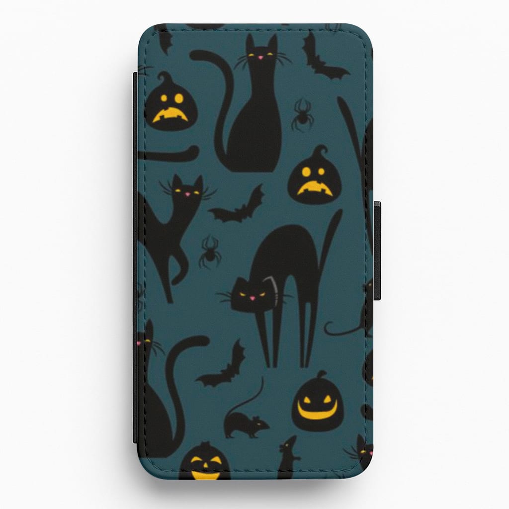 Whitches Cat Pattern Flip Wallet Phone Case