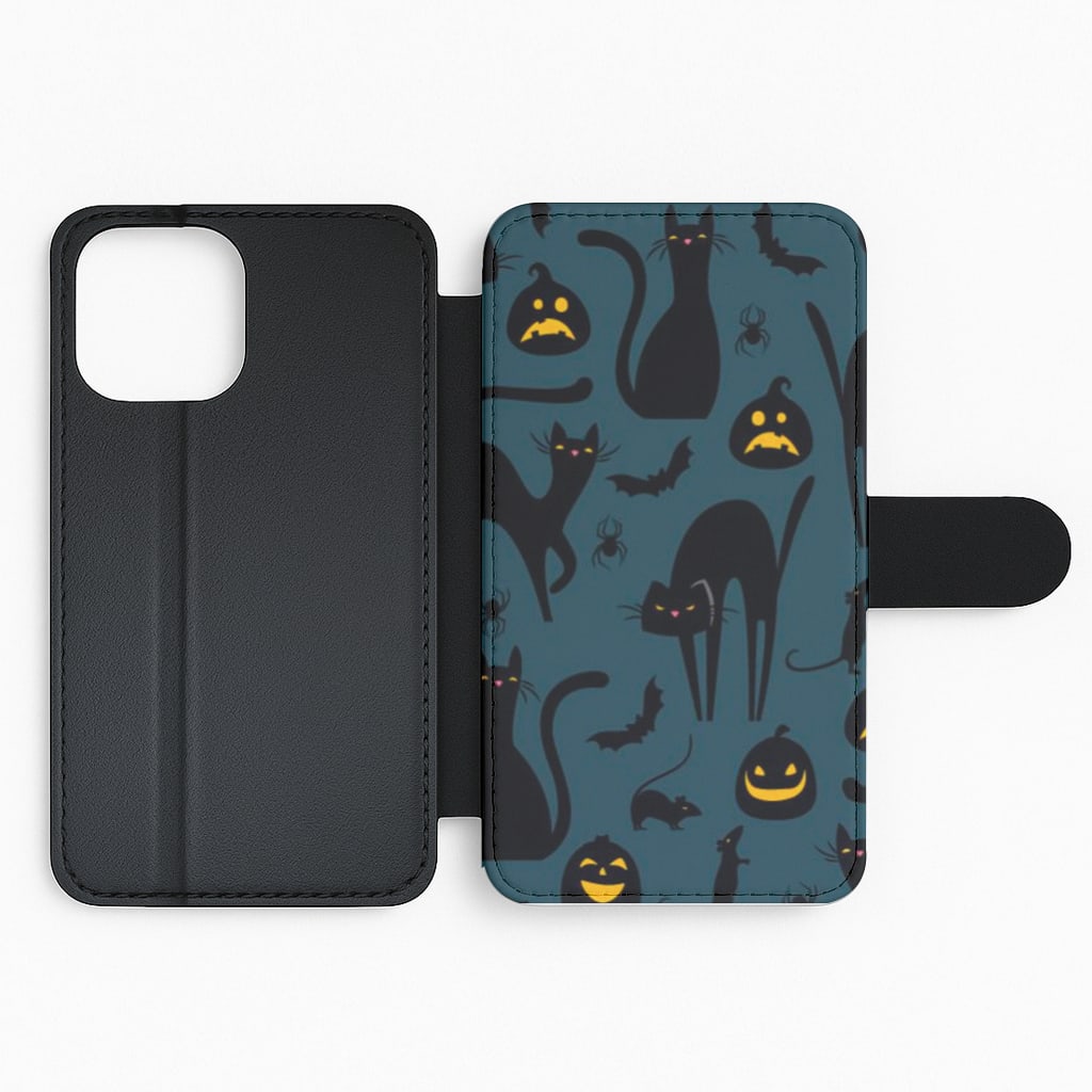 Whitches Cat Pattern Flip Wallet Phone Case